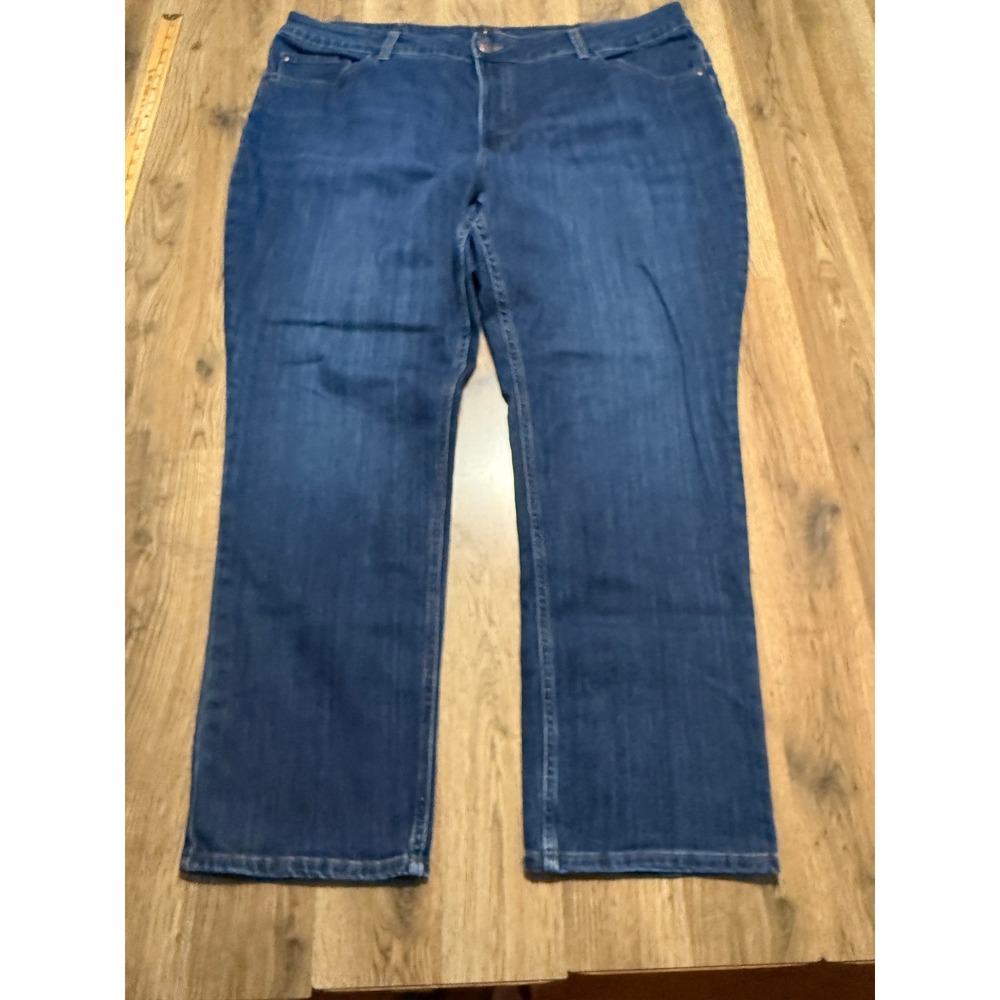Lee Jeans Womens 24W Medium Blue Plus Size Straight Leg Stretch Excellent